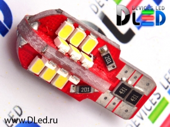   Автолампа светодиодная T10 - W5W - 24 SMD 1210 Red (с обманкой) (2шт.)