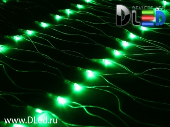   Гирлянда внутренняя "Сеточная" 96Led 1м х 0.7м, мигание, провод силиконовый, Зеленый