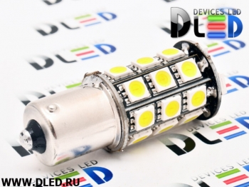   Автолампа светодиодная 1156 - PY21W - S25 - BA15s - 27 SMD 5050 (Желтая) (2шт.)