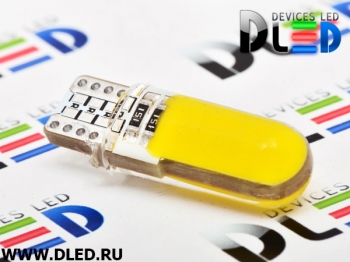   Автолампа светодиодная T10 - W5W - 1 COB-PCB (Желтая) (2шт.)