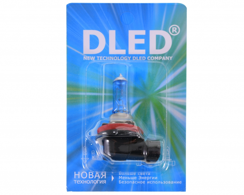   Автомобильная лампа H8 4300K 12V 55W Бренд DLED "HALOGEN VISION" Белый (1шт.)