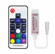   Контроллер RGB с разъемом питания 5.5 x 2.1 (5.5 x 2.5мм) c радио пультом RF для ленты RGB 5V-12V-24V DC