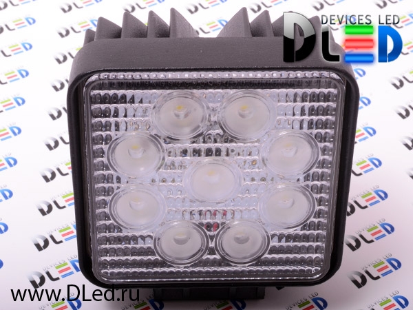   Фара рабочего освещения 9 led 27w (square)