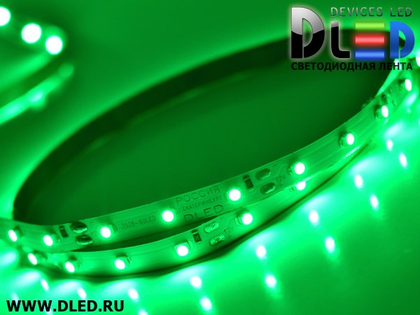   Cветодиодная лента IP22 SMD 3528 (60 LED) 12V DC Зеленая