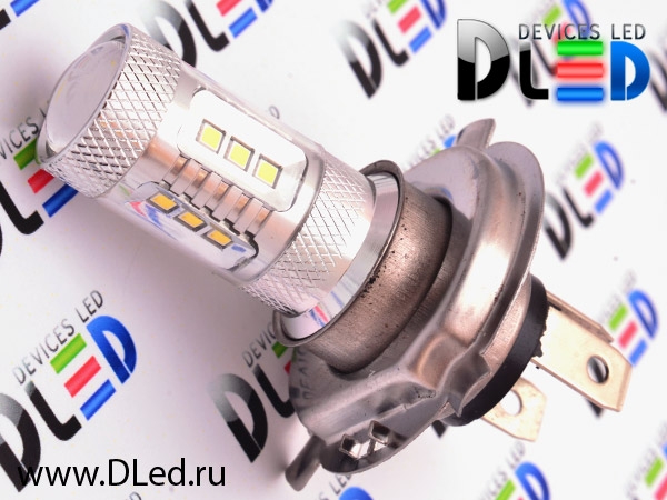   Автолампа светодиодная H4 - 12 SMD2323 + 2 CREE XB + Линза (2шт.)