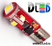   Автолампа светодиодная T10 - W5W - 4 SMD 3528 1 SMD 5050 Red (обманка+стабилизатор) (2шт.)