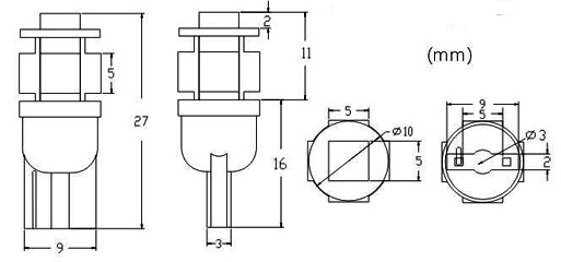   Автолампа светодиодная T10 - W5W - 5 SMD 5050 (2шт.)