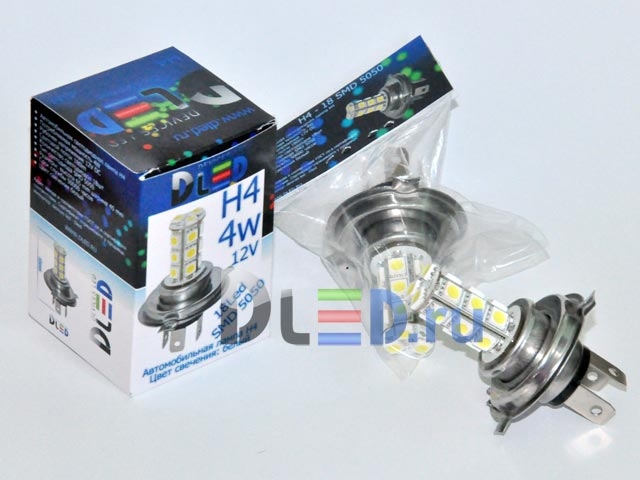   Автолампа светодиодная H4 - 18 SMD 5050 (2шт.)