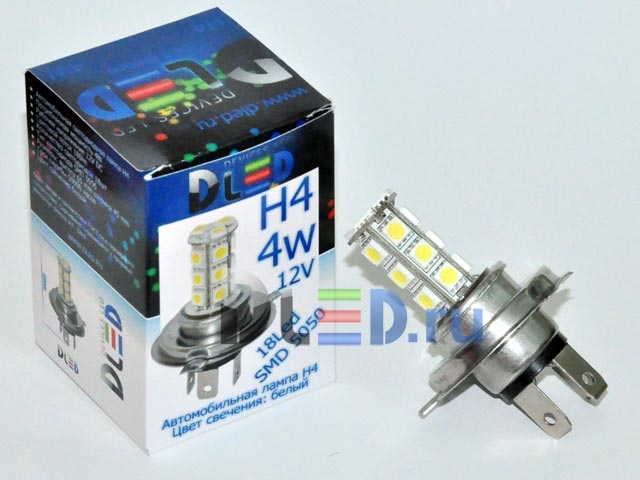   Автолампа светодиодная H4 - 18 SMD 5050 (2шт.)