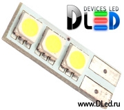   Автолампа светодиодная T10 - W5W - 3 SMD 5050 односторонняя (2шт.)