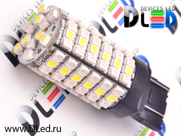   Автолампа светодиодная W21/5W - T20 - 7443 - W3х16q - 120 LED SMD3528 Красный-Белый (2шт.)