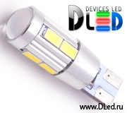   Автолампа светодиодная T10 - W5W - 10 SMD 5630 + Линза (с обманкой) (2шт.)