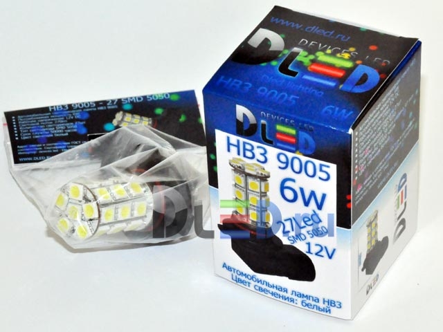   Автолампа светодиодная HB3 9005 27 SMD 5050 (2шт.)