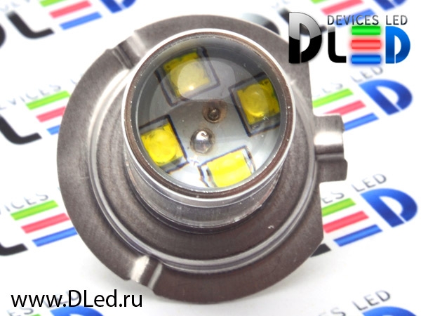   Автолампа светодиодная H7 - 8 CREE + Линза (2шт.)