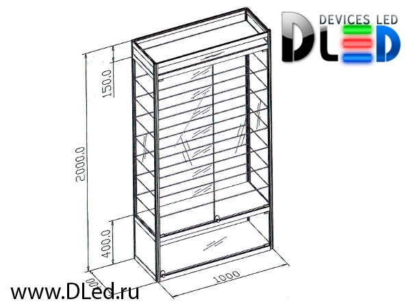   Витрина DLED эконом из алюминия