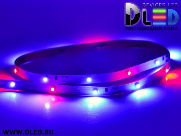   Светодиодная лента IP22 SMD 3528 (30 LED) 12V DC Красный + 2Синий