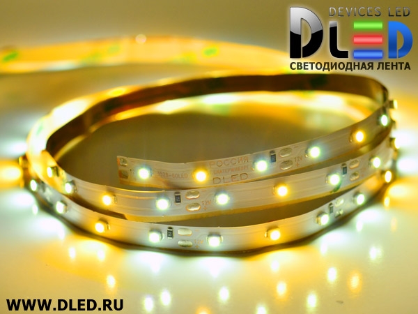   Светодиодная лента IP22 SMD 3528 (60 LED) 12V DC  1Т-Белая + 2Белая