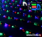   Гирлянда наружная "Бегущий огонь" 2 х 1.5 м 400Led, 8 режимов, черный провод, Многоцветный.