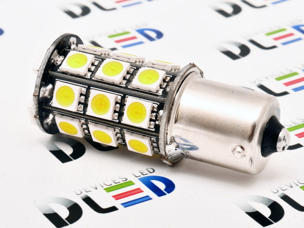   Автолампа светодиодная 1156 - PY21W - S25 - BA15s - 27 SMD 5050 (Желтая) (2шт.)