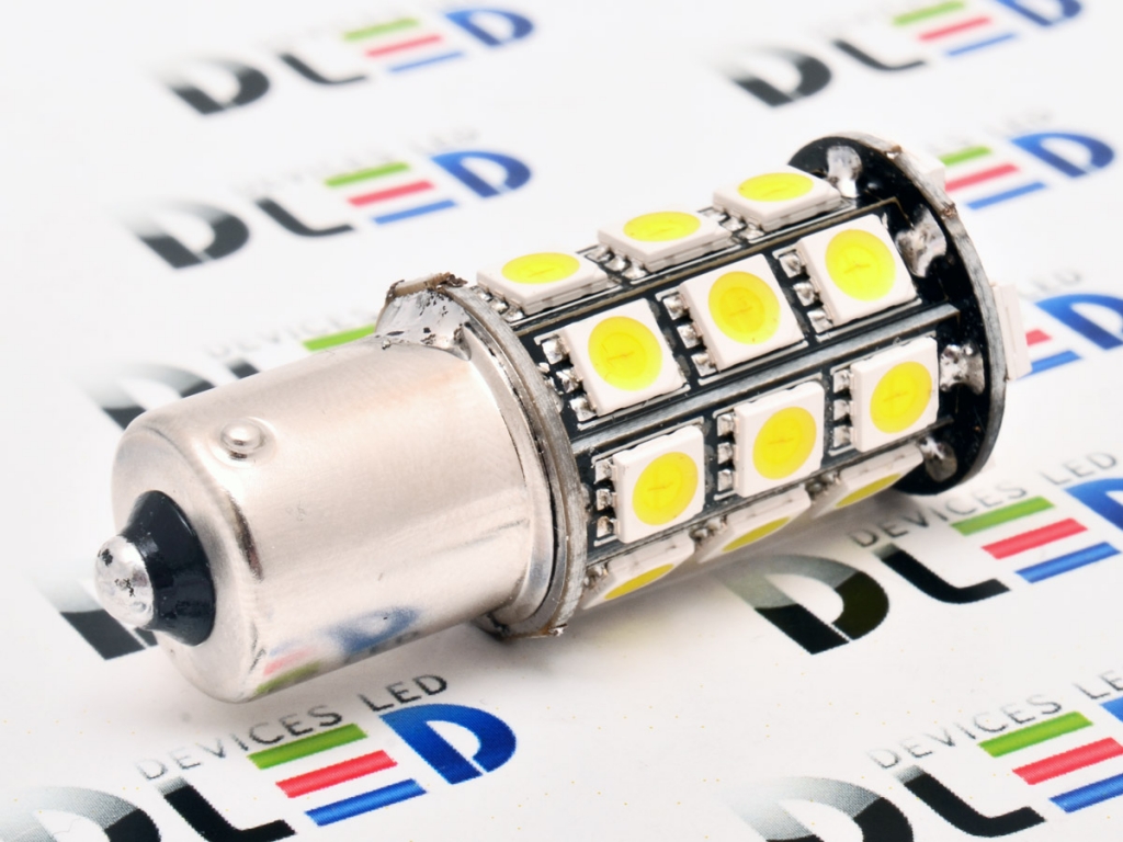   Автолампа светодиодная 1156 - PY21W - S25 - BA15s - 27 SMD 5050 (Желтая) (2шт.)