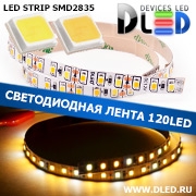   Светодиодная лента IP22 SMD 2835 (120 LED) 1 Белый + 2 Теплый белый