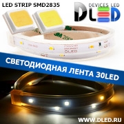   Влагозащищённая светодиодная лента SMD 2835 (30 LED) ip67 2Белый + Теплый белый