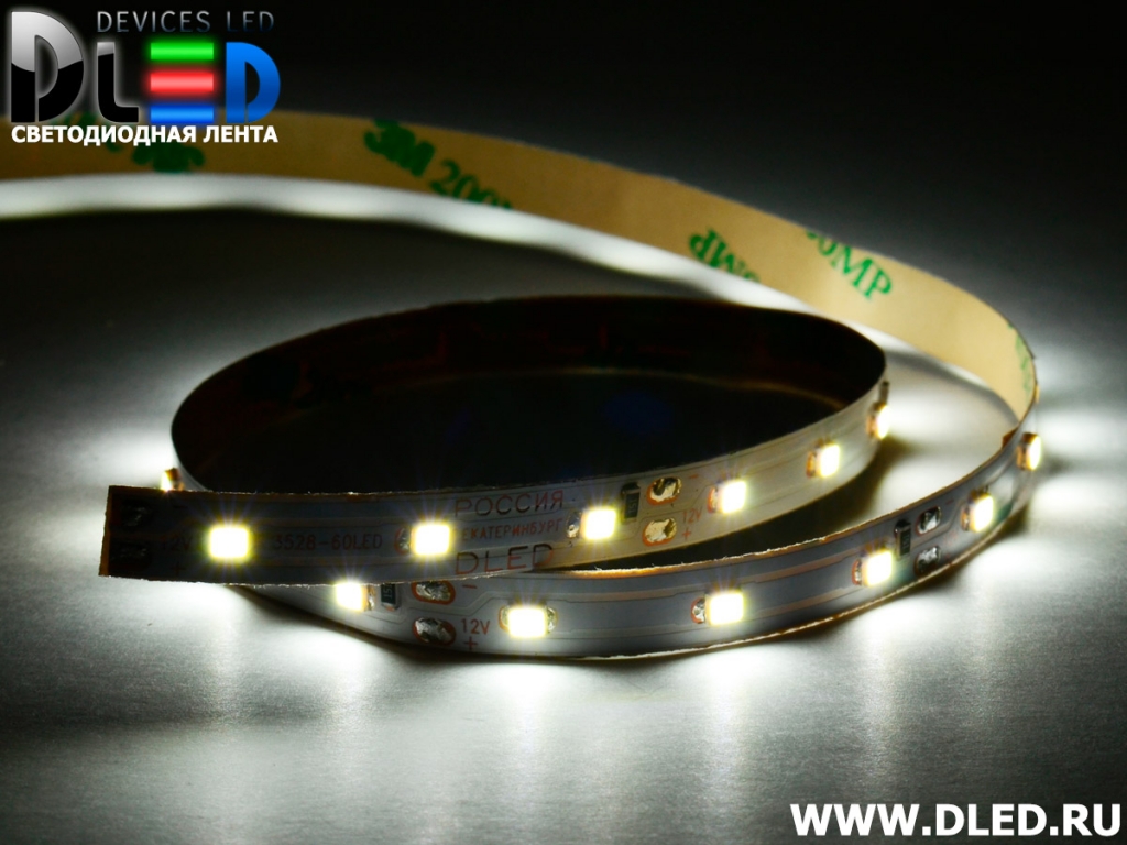   Светодиодная лента IP22 SMD 2835 (60 LED) 12V DC Белый