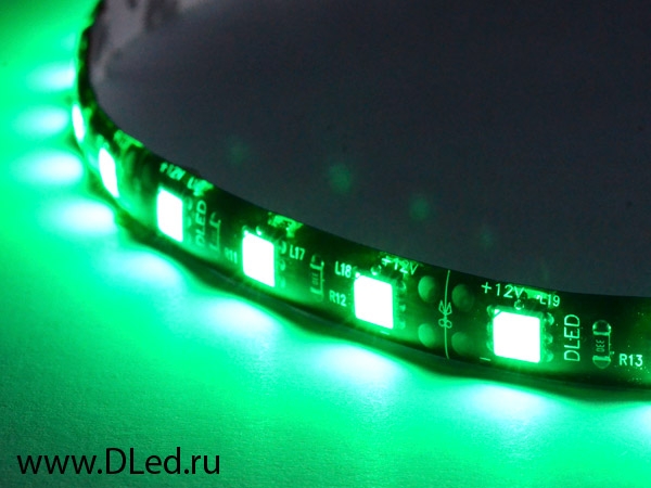   Светодиодная лента для авто 30см SMD 5050 18Led Зеленого свечения