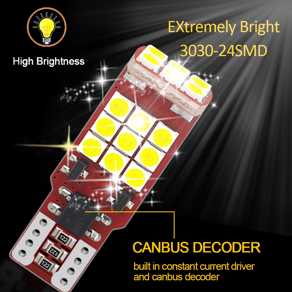   Автолампа светодиодная T10 - W5W - 24 SMD 3030 с обманкой CUNBAS  (2шт.)