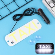   Светодиодный знак TAXI для авто на присосках с инвертором-прикуривателем с кнопкой - цвет свечения Белый
