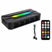   Хаб - контроллер ARGB 3pin для пк с пультом и разветвитель вентиляторов 4pin PWM - черный