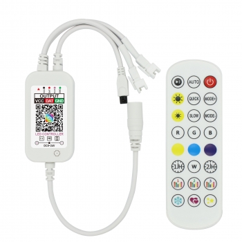   Контроллер Bluetooth 2.4G с пультом и разъемом питания 5.5 x 2.1 (5.5 x 2.5мм) для адресной светодиодной ленты с чипами WS2811 / WS2812B / WS2813 / USC1903 / 6812 / 1903 / SM16703