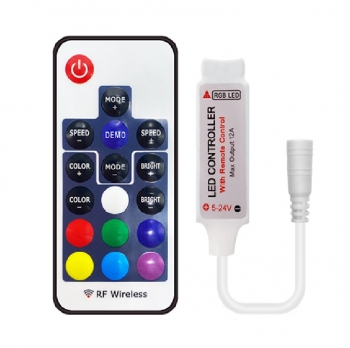  Контроллер RGB с разъемом питания 5.5 x 2.1 (5.5 x 2.5мм) c радио пультом RF для ленты RGB 5V-12V-24V DC