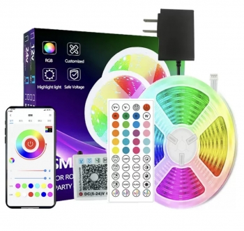   Светодиодная лента RGB многоцветная (640 LED 24V DC) 40 метров c пультом Bluetooth и блоком питания