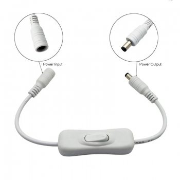   Выключатель кнопочный с разъемами input, output DC 5.5x2.1mm белый