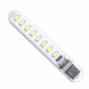   Светодиодные светильники лампы двусторонний 8 LED USB 5V, Белый 6500K, Бренд DLED (1 шт) Арт. 11624