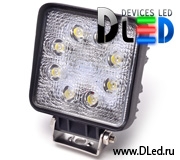   Фара рабочего освещения 8 led 24w (square)