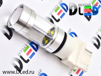   Автолампа светодиодная W27W - T25 - 3156 - W3х16d - 8 CREE + Линза (2шт.)