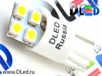   Автолампа светодиодная DLed T10 - W5W - 4 SMD 3528 односторонняя (1шт.)