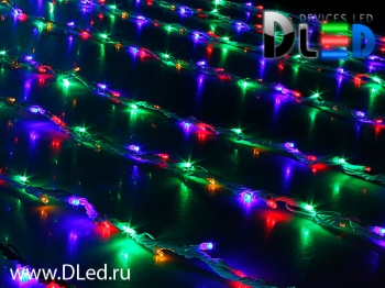   Гирлянда наружная "Бегущий огонь" 2 х 3 м 800Led белый провод, Многоцветный.