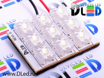   Светодиодная панель 9 Led Super-Flux с коннекторами w5w и c5w Цвет Синий