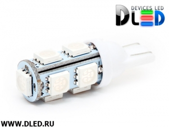   Автолампа светодиодная T10 - W5W - 9 SMD 5050 (красная) (2шт.)