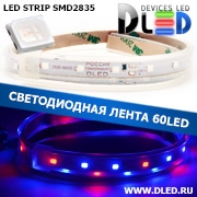   Влагозащищённая светодиодная лента в трубке SMD 2835 (60 LED) ip67 Красный + 2 Синий