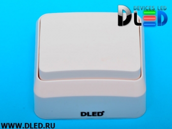   Накладной выключатель DLED 10А 1-клавиша Белый