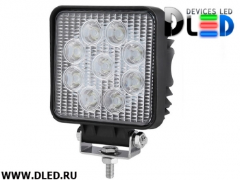   Фара рабочего освещения 9 led Epistar Dled 27W Spot Дальний свет (Точечный)